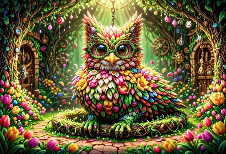 Made Of Tulips, Giant Cuckoo Clock Made Of Layered Tulip Pet...