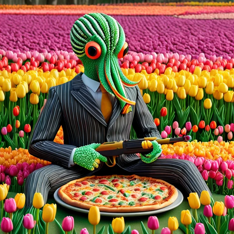 Jaynl-tm, Made Of Tulips, An Octopus In A Pinstripe Suit Hol...