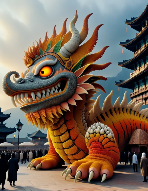 The Image Depicts A Vibrant, Cartoonish Scene With A Fantasy...