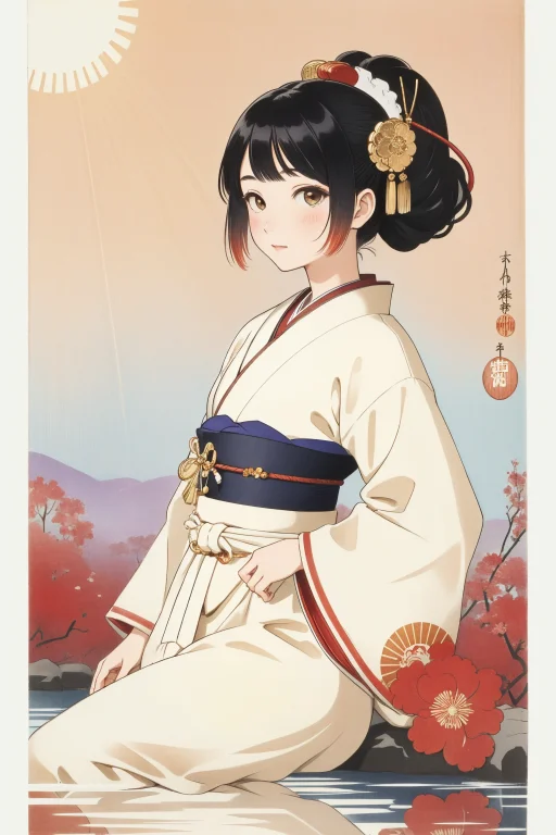 1girl, Loraohara Koson1 Ohara Koson, Ukiyo-e, Film Washi, Re...