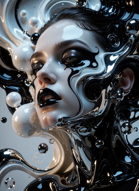 A Surreal Hyper-detailed Digital 3d Render Of A Womans Face...