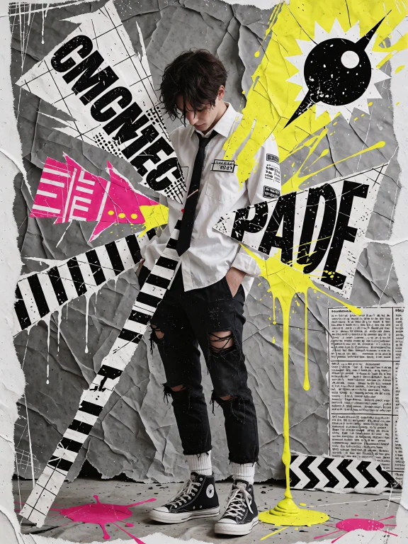 A Lone Figure In An Editorial Pose, Mixed-media Editorial Ar...