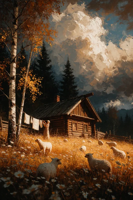 Ta86inkriot, Thin Black Outlines, A Masterpiece Oil Painting...