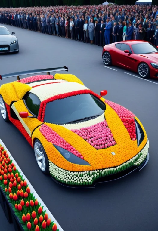 Masterpiece, Best Quality, Cartoonrealistic A Sports Car Mad...