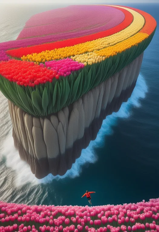 A Cliff Diver, Jumping From A 50 M High Cliff Into The Ocean...