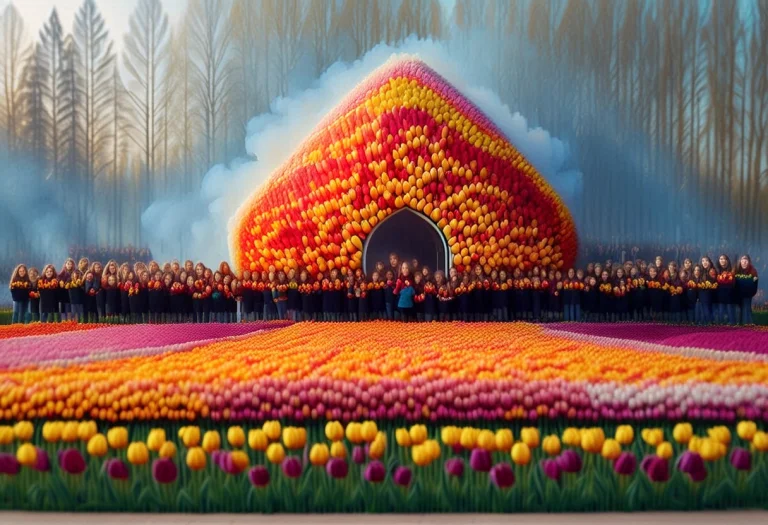 School Class, Sitting In School Made Of Tulips, Learning Eve...