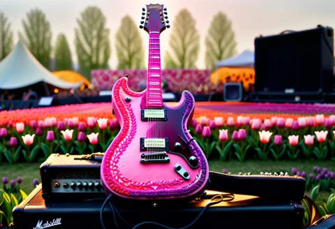 A Cool Electric Guitar Leaning Against A Marshall Amplifier... — SDXL AI Prompt: A cool electric guitar leaning against a Marshall amplifier on a grassy outdoor...