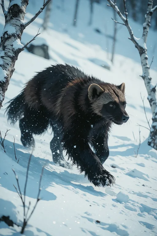 Nature, A Wolverine Loping Across A Snow-packed Norwegian Ti...