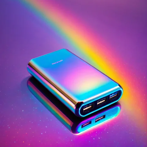 Loratechholographicirisv10.80, Techholoiris, A Portable Powe... — SDXL AI Prompt: , techholoiris, a portable power bank on an iridescent holographic surface, shif...