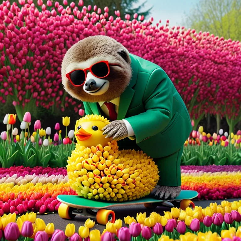 Jaynl-tm, Made Of Tulips, A Sloth In A Suit And Sunglasses R...
