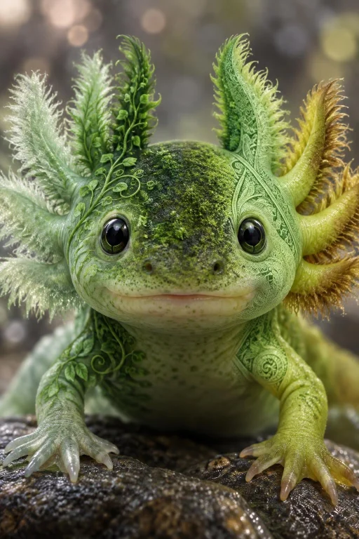 Portrait Of Schmede, The Gradient Axolotl A Close-up Portrai...