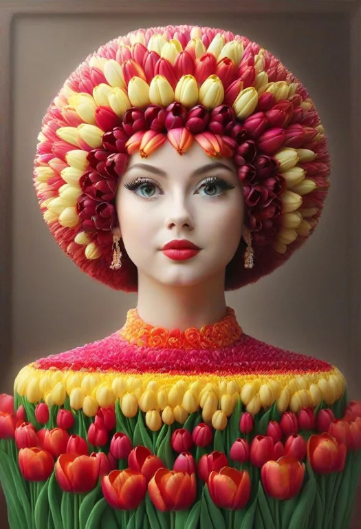 Masterpiece, Best Quality, 1girl, Jaynl-tm, Made Of Tulips