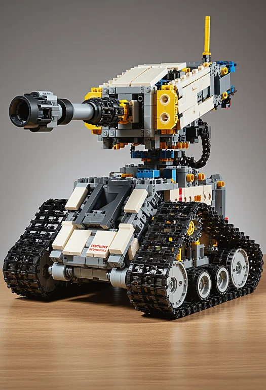 Large Robot On Tracks Made Of Lego Technic Bricks, Tank Cann...