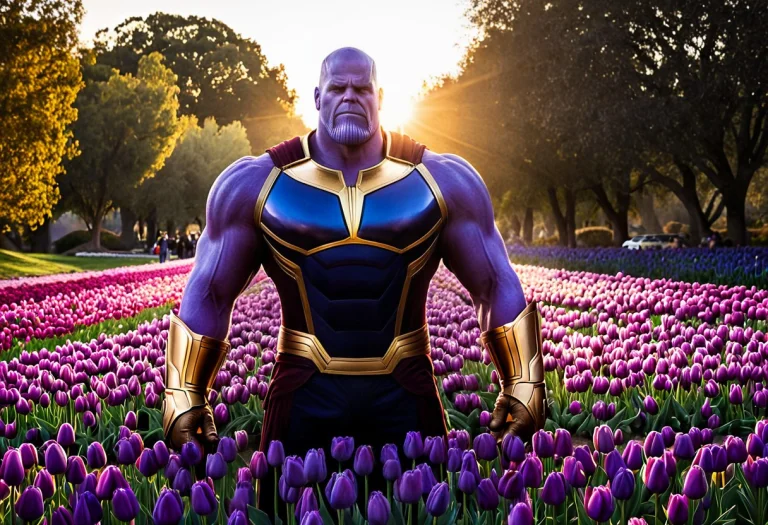 A Funny Photo Of Thanos Looking Terrified. His Golden Infini...