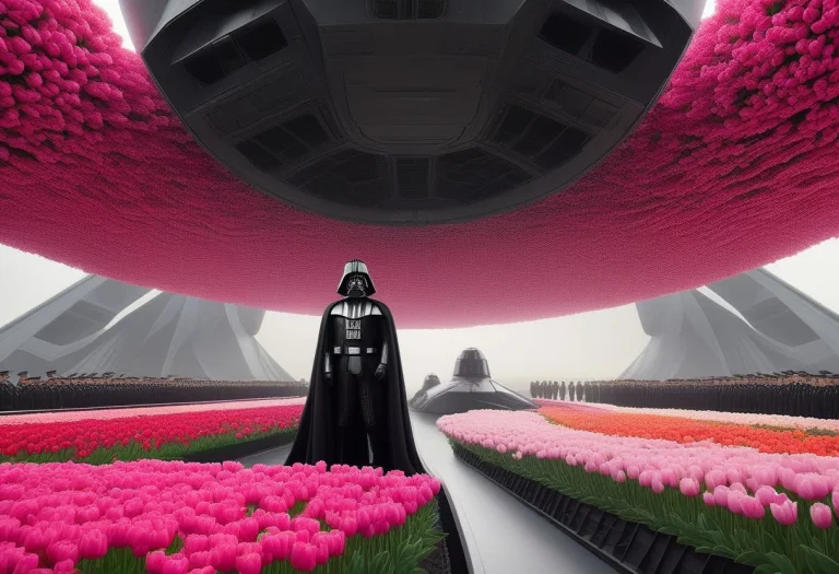 Darth Vader Standing Dramatically On The Bridge Of A Star De...