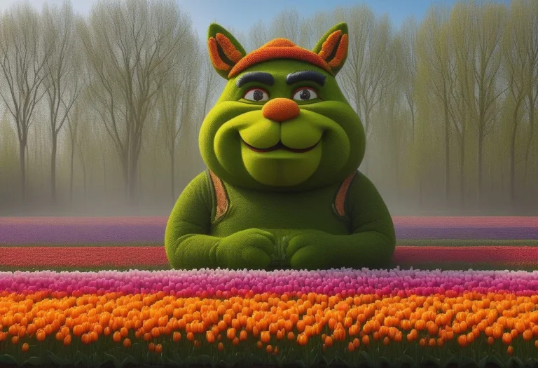 Jaynl-tm Made Of Tulips Shrek Standing Aggressively In Front...