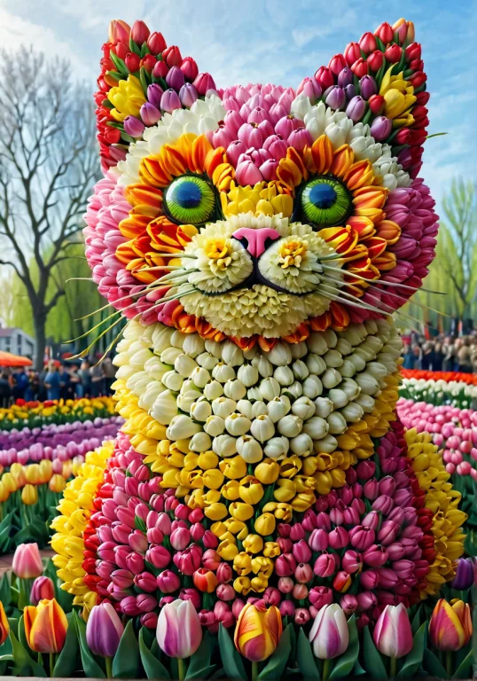 Jaynl-tm, Made Of Tulips, A Majestic Kitty Made Of Tulip, 8k...