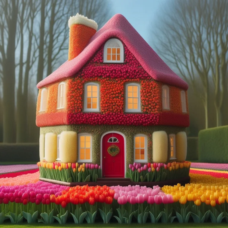 A Picture Of A House Made Out Of A Tulips From The Three Qua...