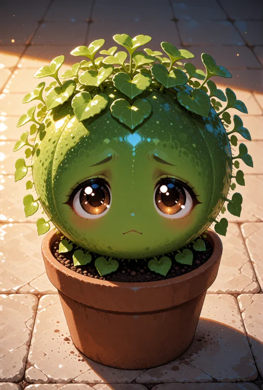 A Small, Sentient Plant Creature Shaped Like A Perfectly Rou...