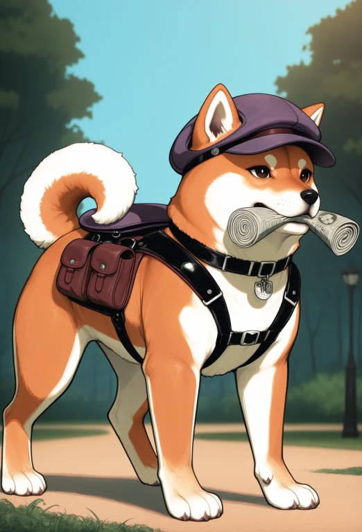 Masterpiece, Best Quality, Newest,dog, Shiba Inu, Standing,...