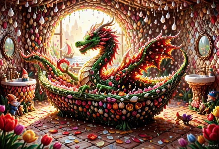 Made Of Tulips, Viking Longship Made Of Tulip Petals Sailing...