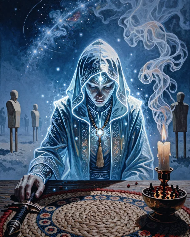 Occult-vibes, Heroic Fantasy Painting Of A Spectral Figure C...