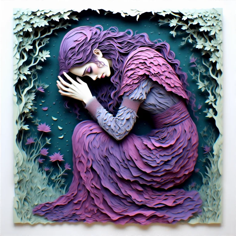 Stacked Papercut Art Of Interstellar , The Grieving Pose Kne...