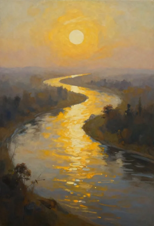 A River Of Light Winding Through Empty Space, Acrylic Painti...
