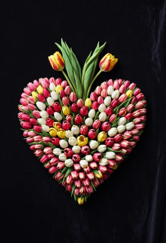 Jaynl-tm,made Of Tulips,human Heart,on Dark Velvet Cloth,det... — SDXL AI Prompt: jaynl-tm,made of tulips,human heart,on dark velvet cloth,detailed background,,