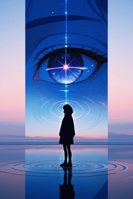 1girl, Projected Inset, Sky Face, Reflection Focus, Reflecti...