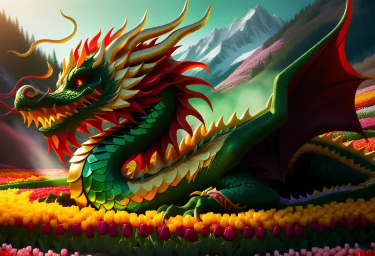 A Huge, Detailed Dragon Coiled Around A Pile Of Gold Coins I...