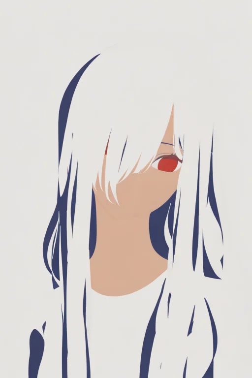 1girl, White Hair, Long Hair, Hair Over One Eye, Red Eyes, H...