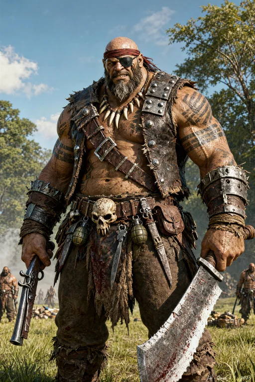 A Massive, Battle-hardened Ogre Pirate Stands Proudly In A S...