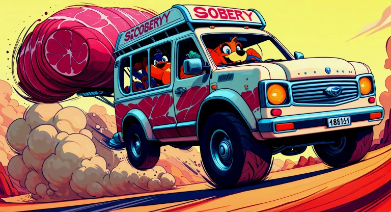 Meatmorph1.12,a Cartoon Meat Van, Completely Made Of Salami...