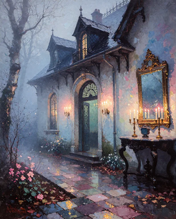 Arsmjstyle, Impressionism, A Mysterious Mansion, With Hidden...