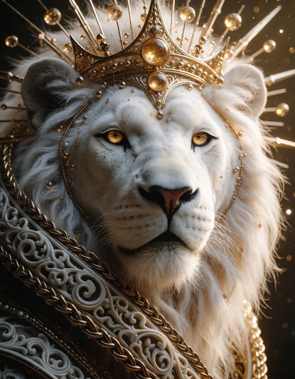 A Hyper-realistic Portrait Of Divinity As A Leonine Deity. A...