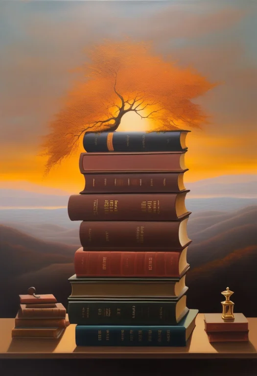 A Mages Library Where Books Drift In Midair, Oil Painting, S...