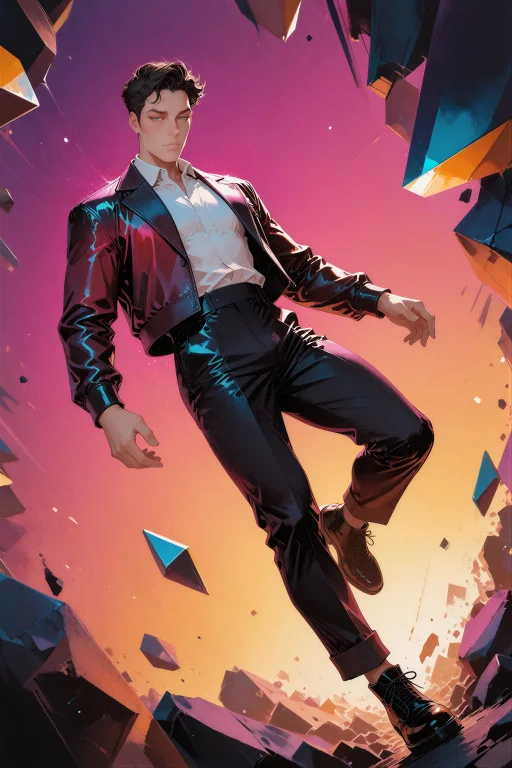 Digital Illustration, A Man Floating Weightlessly At An Impo...