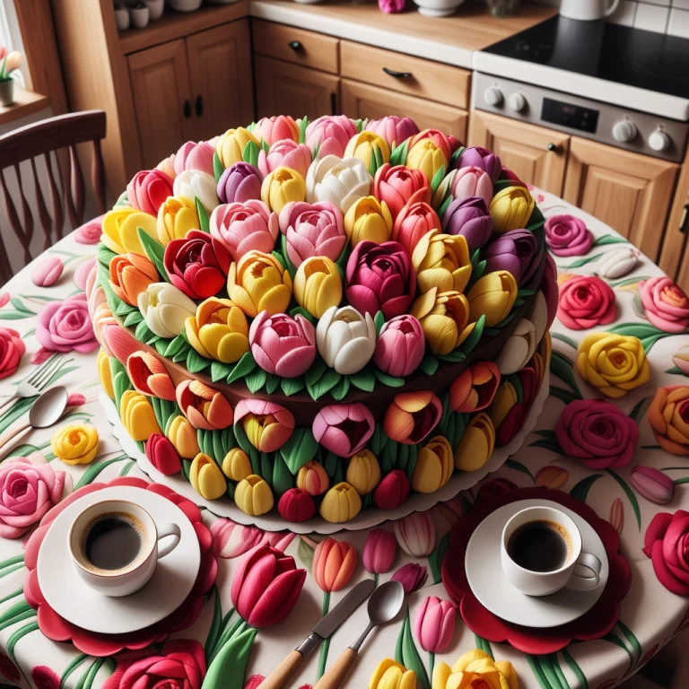 Delicious-looking Cake Made Entirely From Roses, A Coffee Cu...