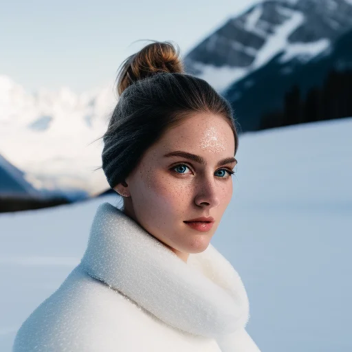 Close Up Of Swedish Woman, Centered, Messy Bun, Pale Skin, B...