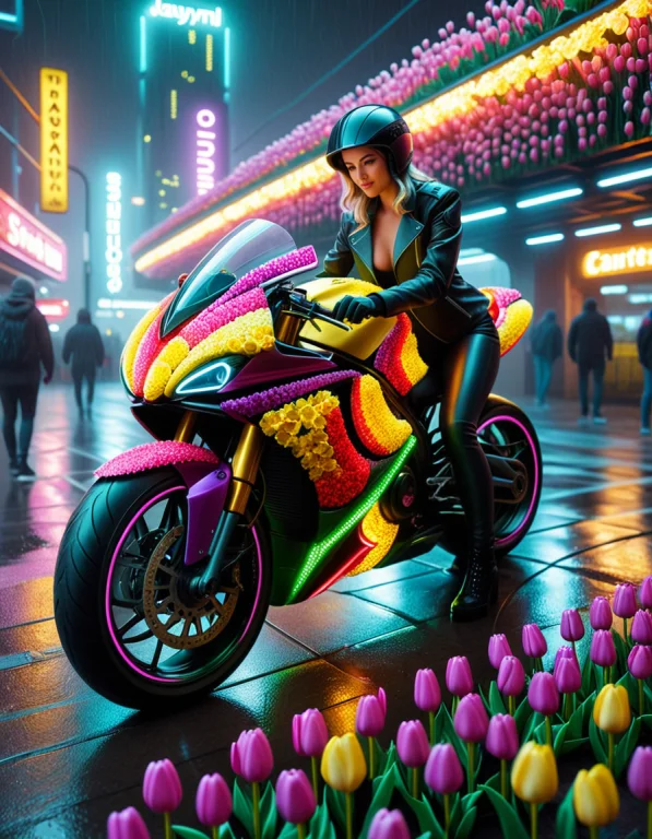 Tulipmania, A Massive Cyberpunk Motorcycle Entirely Grown Fr...