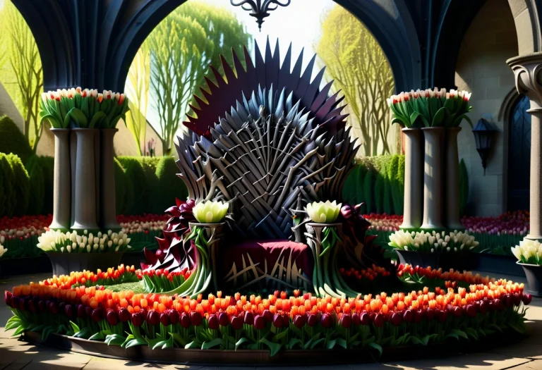 The Iron Throne From A Fantasy Epic Standing In An Overgrown...