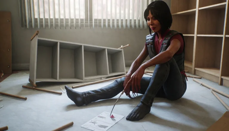 Grands, 3d Render, Lady Deathstrike Sitting On A Pale Apartm...