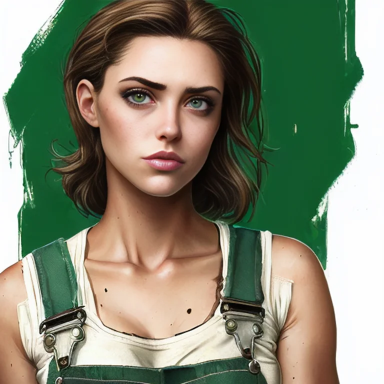 Portrait Of A Woman Holding A Wrench, Mechanic, Overalls, Gr...