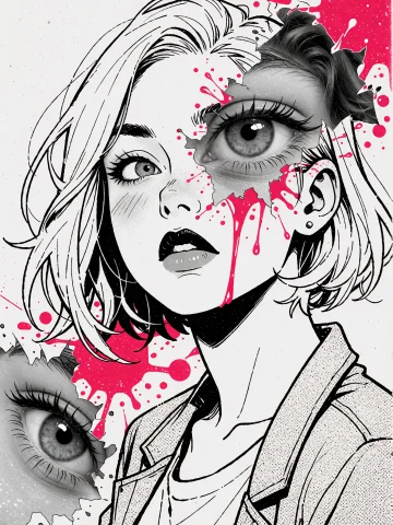 Clean Comic Panel Linework Broken By Photographic Collage — Stable Diffusion AI Prompt: clean comic panel linework broken by photographic collage