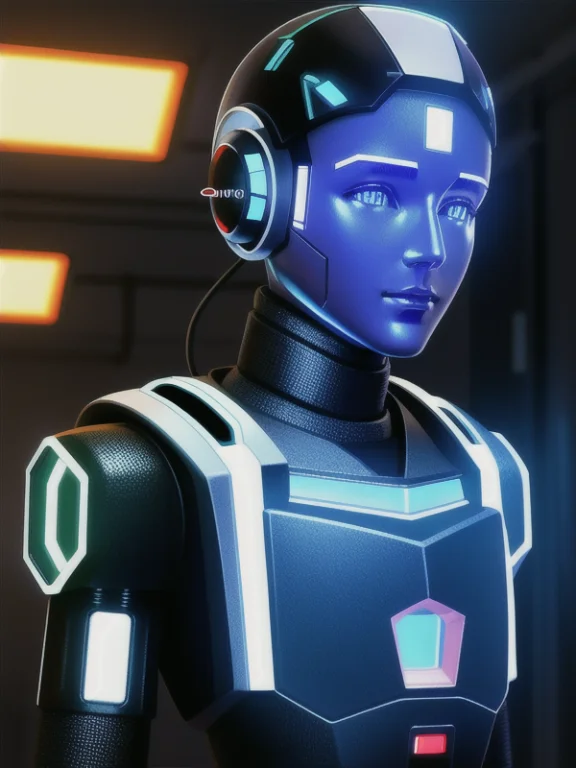 Worker Robot, Construction, Plastic Skin, Robotic Face, Circ...
