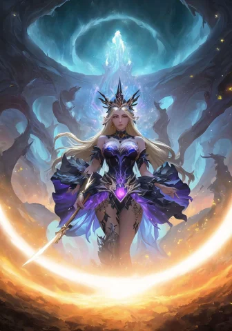A Digital Illustration Of A Mysterious1.2 And Enigmatic1.2 S... — Stable Diffusion AI Prompt: A digital illustration of a (mysterious:1.2) and (enigmatic:1.2) sorceress stand...