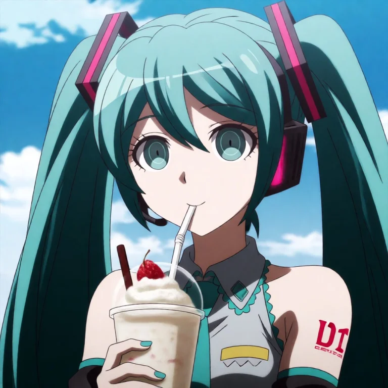 Hatsune Miku Drinking A Milkshake, Danganronpa3animestyle, O...