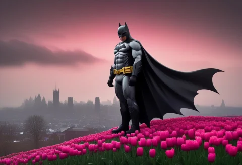 Batman Standing Majestically On A Stone Gargoyle Overlooking... — SDXL AI Prompt: Batman standing majestically on a stone gargoyle overlooking a rainy Gotham City...