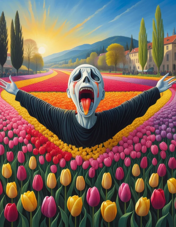 The Painting The Scream Made Of Tulips, Jaynl-tm, Lazypos, L...